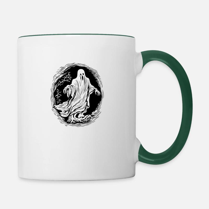 Ghost Ghosts Witching Hour Halloween - Mug contrasté - blanc/vert foncé