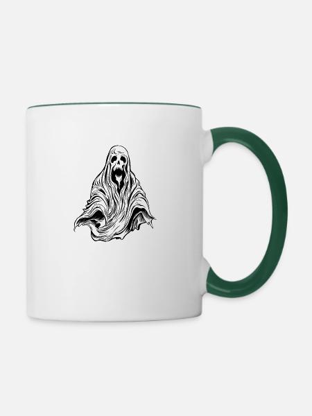 Geist Geister Geisterstunde Halloween - Tasse zweifarbig - Weiß/Dunkelgrün