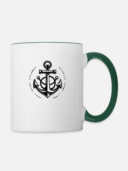 Anker Boot Schiff Nautik - Tasse zweifarbig - Weiß/Dunkelgrün