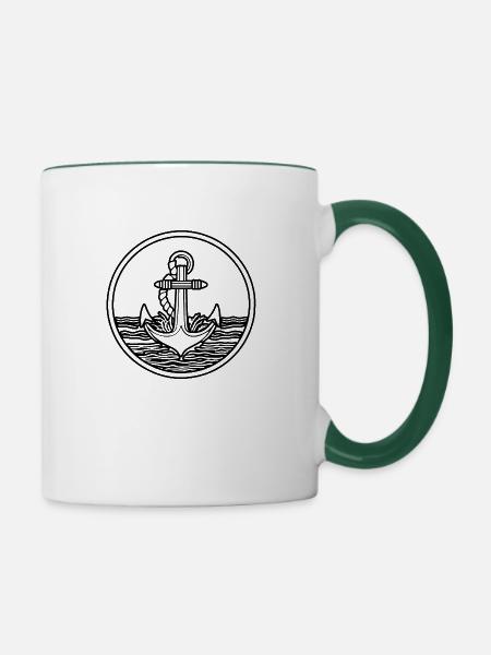 Anker Boot Schiff Nautik - Tasse zweifarbig - Weiß/Dunkelgrün