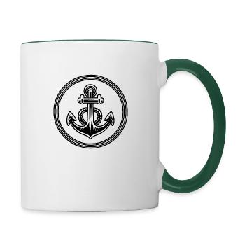Anchor Boat Ship Nautical - Contrasting Mug - white/dark green - Right