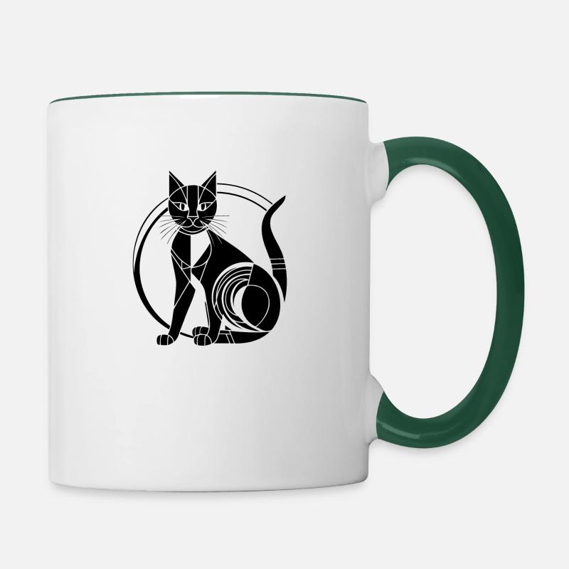Cat Cat Kitten Cat Lady - Contrasting Mug - white/dark green