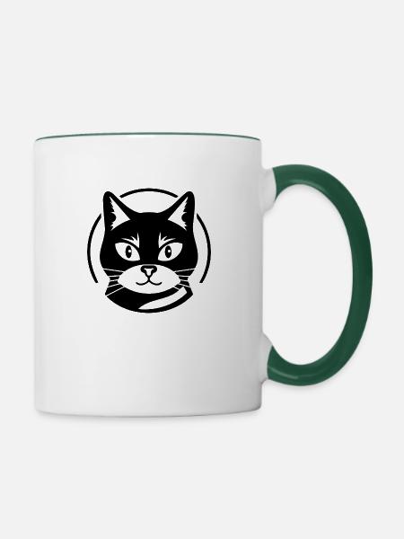 Katze Katzen Kätzchen Katzendame - Tasse zweifarbig - Weiß/Dunkelgrün