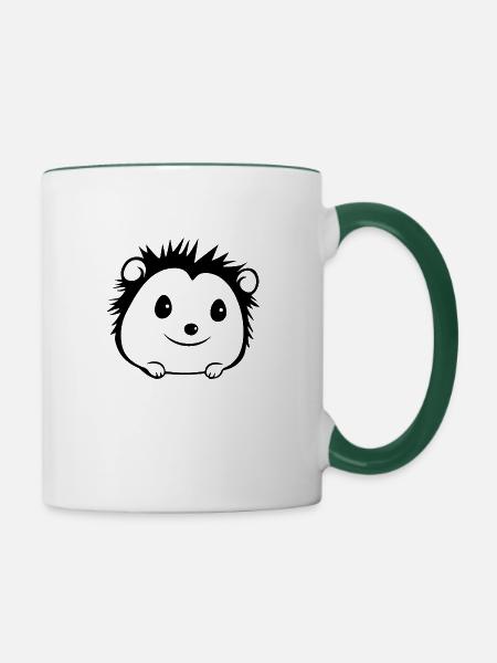 Igel Wald Stachelig Tier - Tasse zweifarbig - Weiß/Dunkelgrün