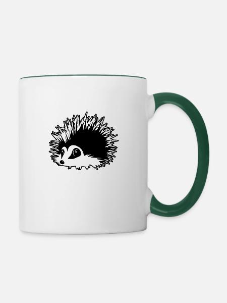 Igel Wald Stachelig Tier - Tasse zweifarbig - Weiß/Dunkelgrün