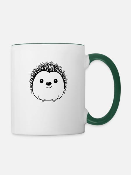 Igel Wald Stachelig Tier - Tasse zweifarbig - Weiß/Dunkelgrün