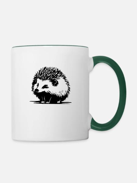 Igel Wald Stachelig Tier - Tasse zweifarbig - Weiß/Dunkelgrün