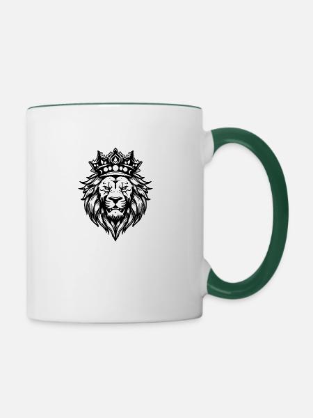 Löwe Löwenkopf Raubtier - Tasse zweifarbig - Weiß/Dunkelgrün