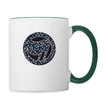 Alerta Antifa muster blume - Tasse zweifarbig - Weiß/Dunkelgrün - Rechts