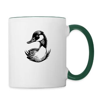 Ente Vögel Enten - Tasse zweifarbig - Weiß/Dunkelgrün - Rechts