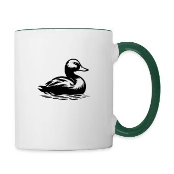 Ente Vögel Enten - Tasse zweifarbig - Weiß/Dunkelgrün - Rechts