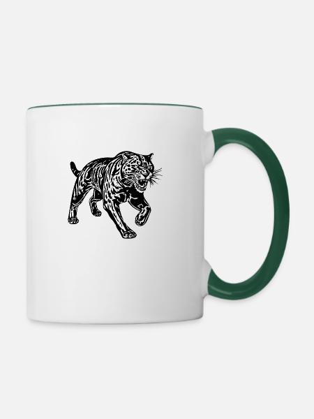 Panther Raubtier Dschungel Wildkatze - Tasse zweifarbig - Weiß/Dunkelgrün