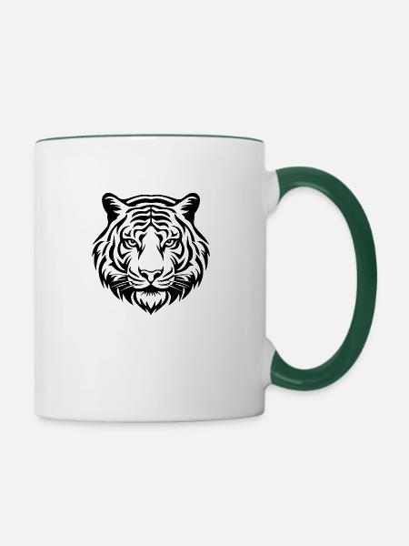 Tiger Raubkatze - Tasse zweifarbig - Weiß/Dunkelgrün
