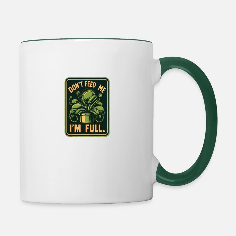 Venus Flytrap Retro Vintage Design Carnivores - Contrasting Mug - white/dark green