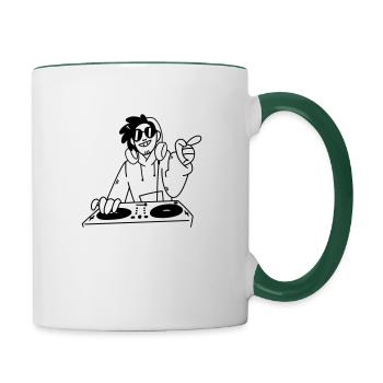 Musique Noir Casque Headphones - Mug contrasté - blanc/vert foncé - Droite