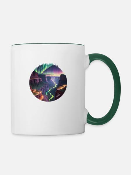 Neue Welt - Tasse zweifarbig - Weiß/Dunkelgrün