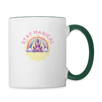 Stay Magical, Castle in the rainbow - Contrasting Mug - white/dark green - Right