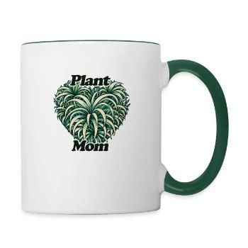 Maman végétale - Mug contrasté - blanc/vert foncé - Droite