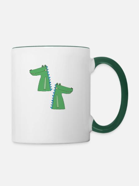 kroko zu zweit - Tasse zweifarbig - Weiß/Dunkelgrün