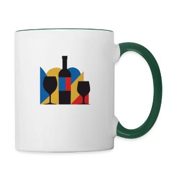 Bauhaus Wein Weinflasche - Tasse zweifarbig - Weiß/Dunkelgrün - Rechts