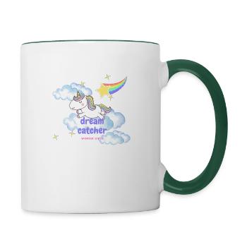 Dream Catcher Einhorn Design - Tasse zweifarbig - Weiß/Dunkelgrün - Rechts