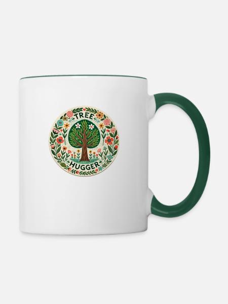 Baum-Umarmer - Tasse zweifarbig - Weiß/Dunkelgrün