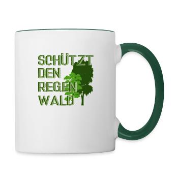 protects the rainforest - Contrasting Mug - white/dark green - Right