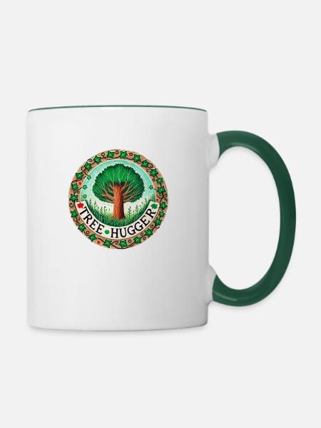Baum-Umarmer - Tasse zweifarbig - Weiß/Dunkelgrün
