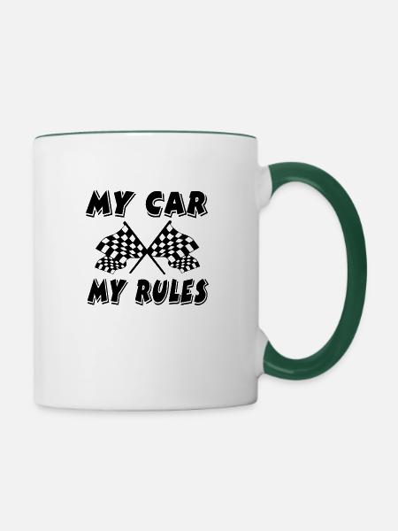 Auto - Tasse zweifarbig - Weiß/Dunkelgrün