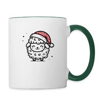 Mignon motif de Noël mouton - Mug contrasté - blanc/vert foncé - Droite