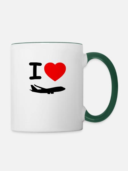Flugzeuge - Tasse zweifarbig - Weiß/Dunkelgrün