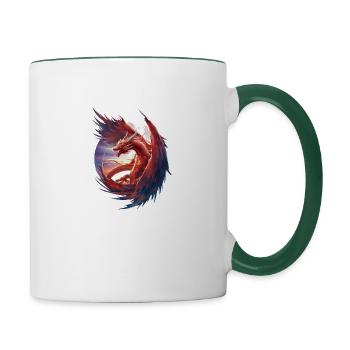 Cool Red Dragon - Contrasting Mug - white/dark green - Right