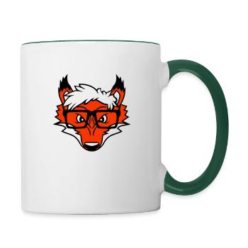 Fox Nerd Horn-rimmed Glasses Geek Smart Intelligent Cool - Contrasting Mug - white/dark green - Right