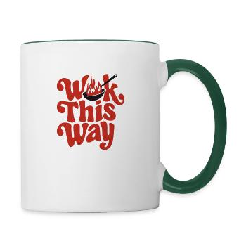 Wok de cette façon - Mug contrasté - blanc/vert foncé - Droite