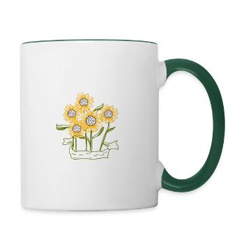 Sonnenblumen Sommer Schöne Blumen - Tasse zweifarbig - Weiß/Dunkelgrün - Rechts