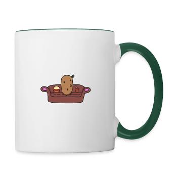 Couch Potato faul fernsehen - Tasse zweifarbig - Weiß/Dunkelgrün - Rechts