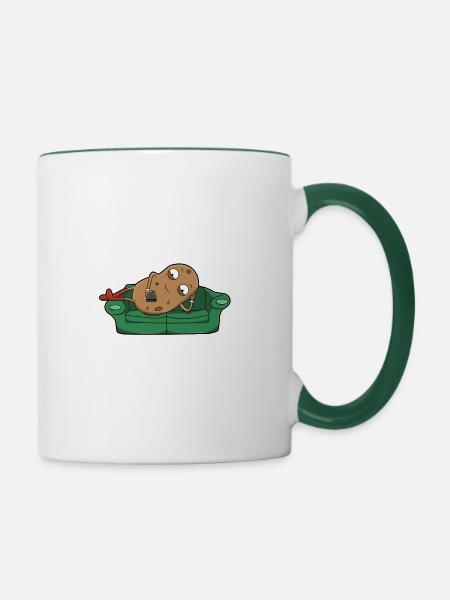 Couch potato faul fernsehen - Tasse zweifarbig - Weiß/Dunkelgrün