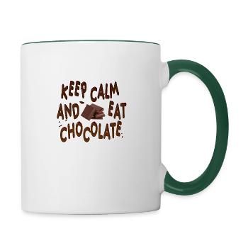 Keep Calm And Eat Chocolate - Contrasting Mug - white/dark green - Right