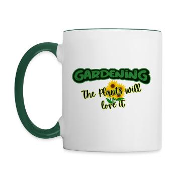 Les plantes l’adorent - Mug contrasté - blanc/vert foncé - Gauche