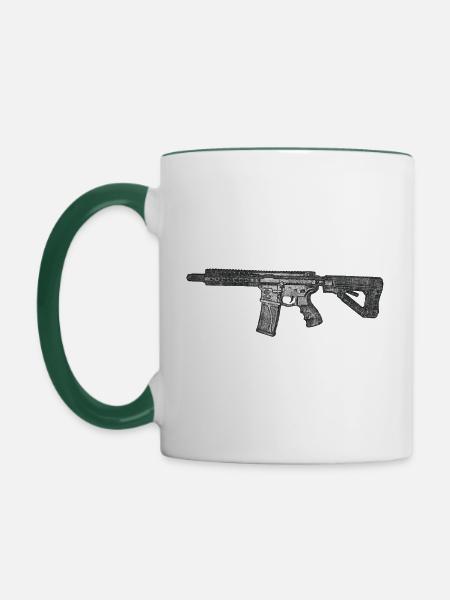 M4 - Zeichnung - Tasse zweifarbig - Weiß/Dunkelgrün