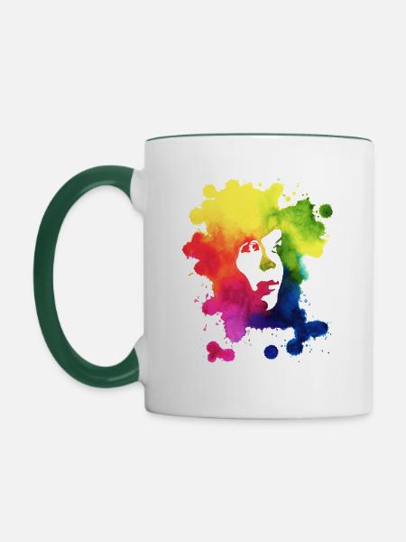 Ink Portrait - Tasse zweifarbig - Weiß/Dunkelgrün