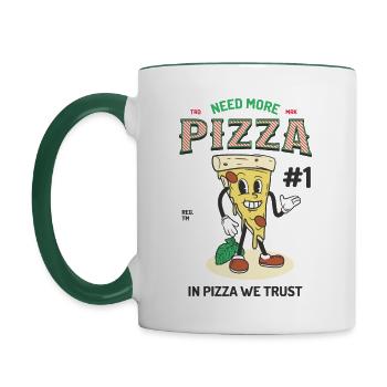 Retro Mascot Pizza - Contrasting Mug - white/dark green - Left