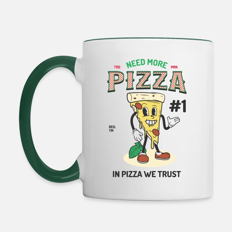 Pizza Mascotte Rétro - Mug contrasté - blanc/vert foncé
