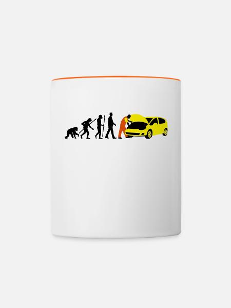 evolution_kfz_mechaniker_122013_b_3c - Tasse zweifarbig - Weiß/Orange