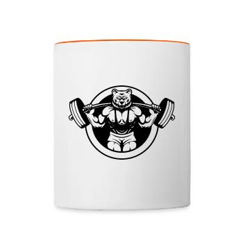 Pas de jours de congé culturiste disant Barbell - Mug contrasté - blanc/orange - Devant