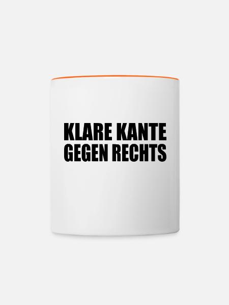 klare kante gegen rechts - Tasse zweifarbig - Weiß/Orange