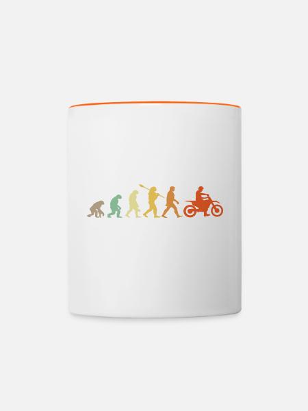 Evolution Motorradfahrer - Tasse zweifarbig - Weiß/Orange