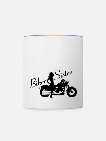 Biker Sister - Custom bike - Contrasting Mug - white/orange