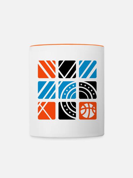 Basketball (Quadrate) - Tasse zweifarbig - Weiß/Orange