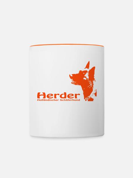 Herder Portrait mit Schriftzug - Tasse zweifarbig - Weiß/Orange